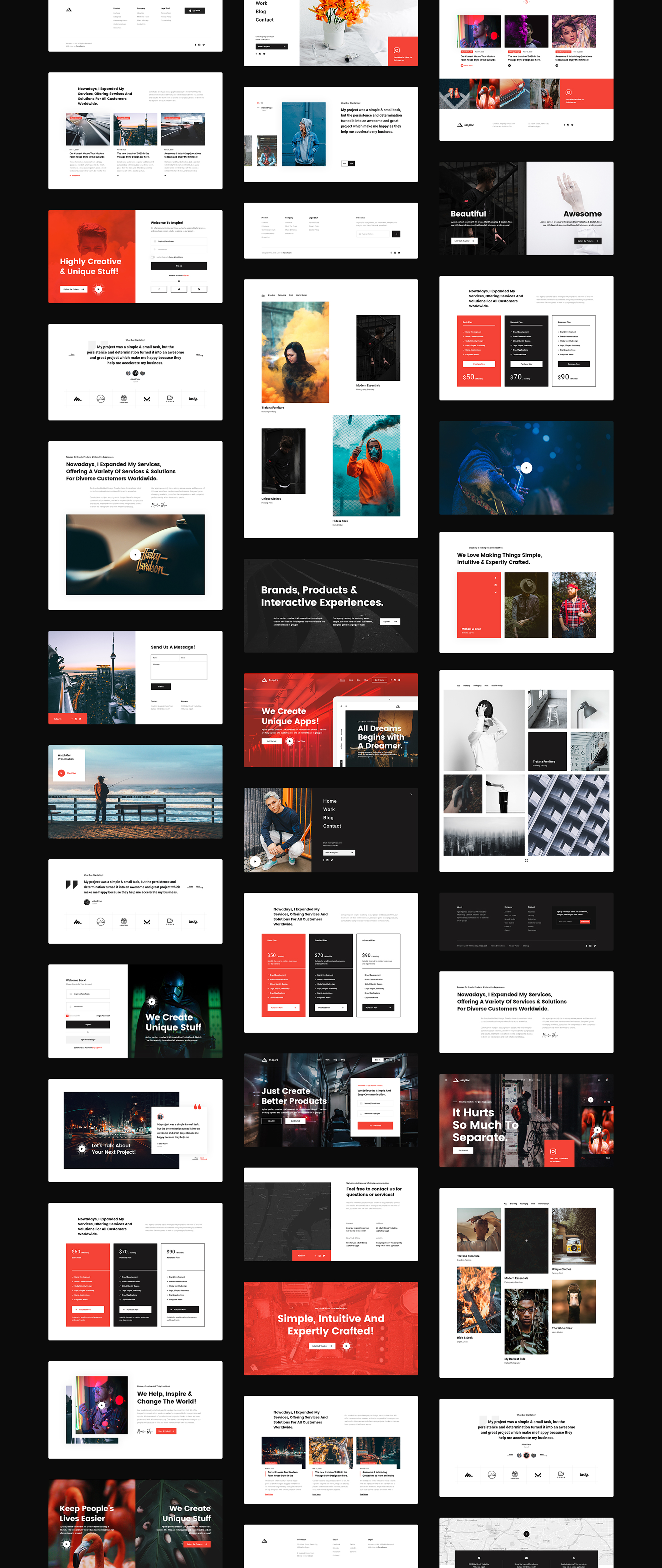 素材库下午茶：现代创意多用途的Web UI设计套件[PSD,XD]插图(4)