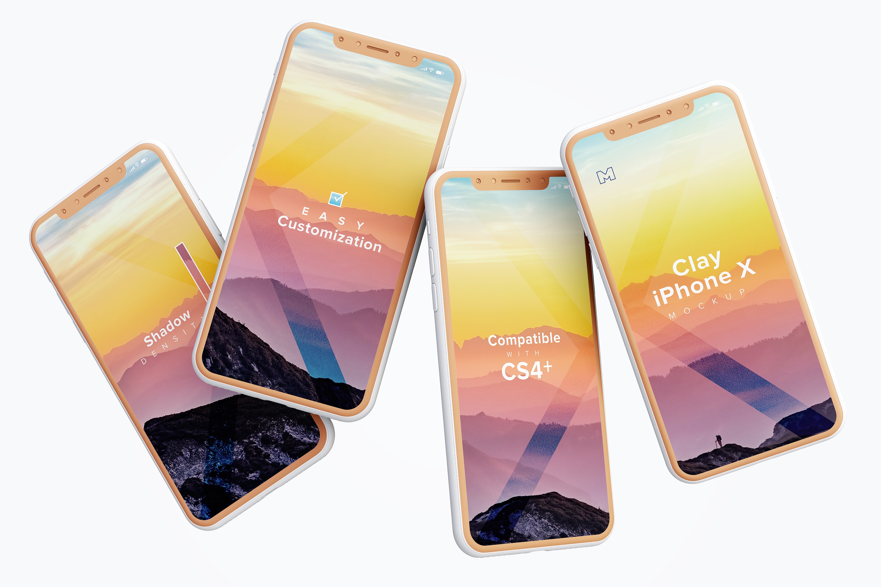 iPhone X智能手机APP设计演示黏土样机模板 Clay iPhone X Mockup 06插图(2)