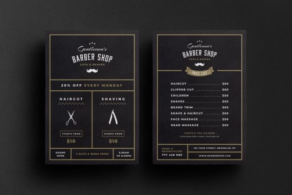 理发店美发沙龙主题促销广告海报传单模板 Barbershop Flyer