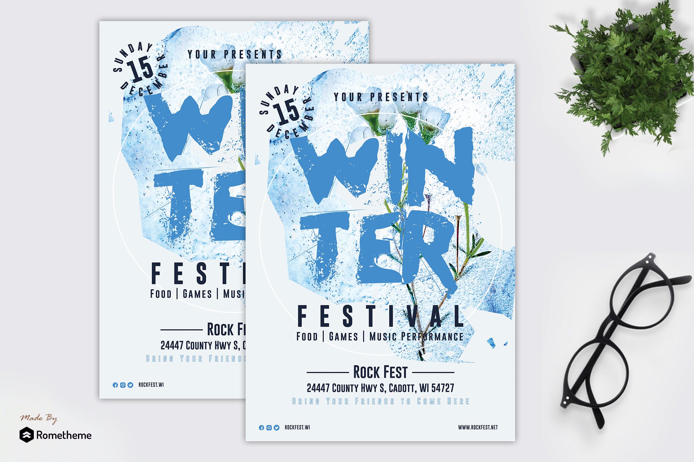 冬季音乐节活动传单设计模板 Winter – Music Festival Flyer Template RY插图