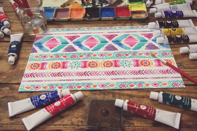 画室创作场景画纸样机模板v3 Paper Paint Scene插图(2)