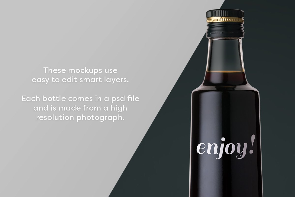 醋瓶/料酒玻璃瓶样机模板插图(1)