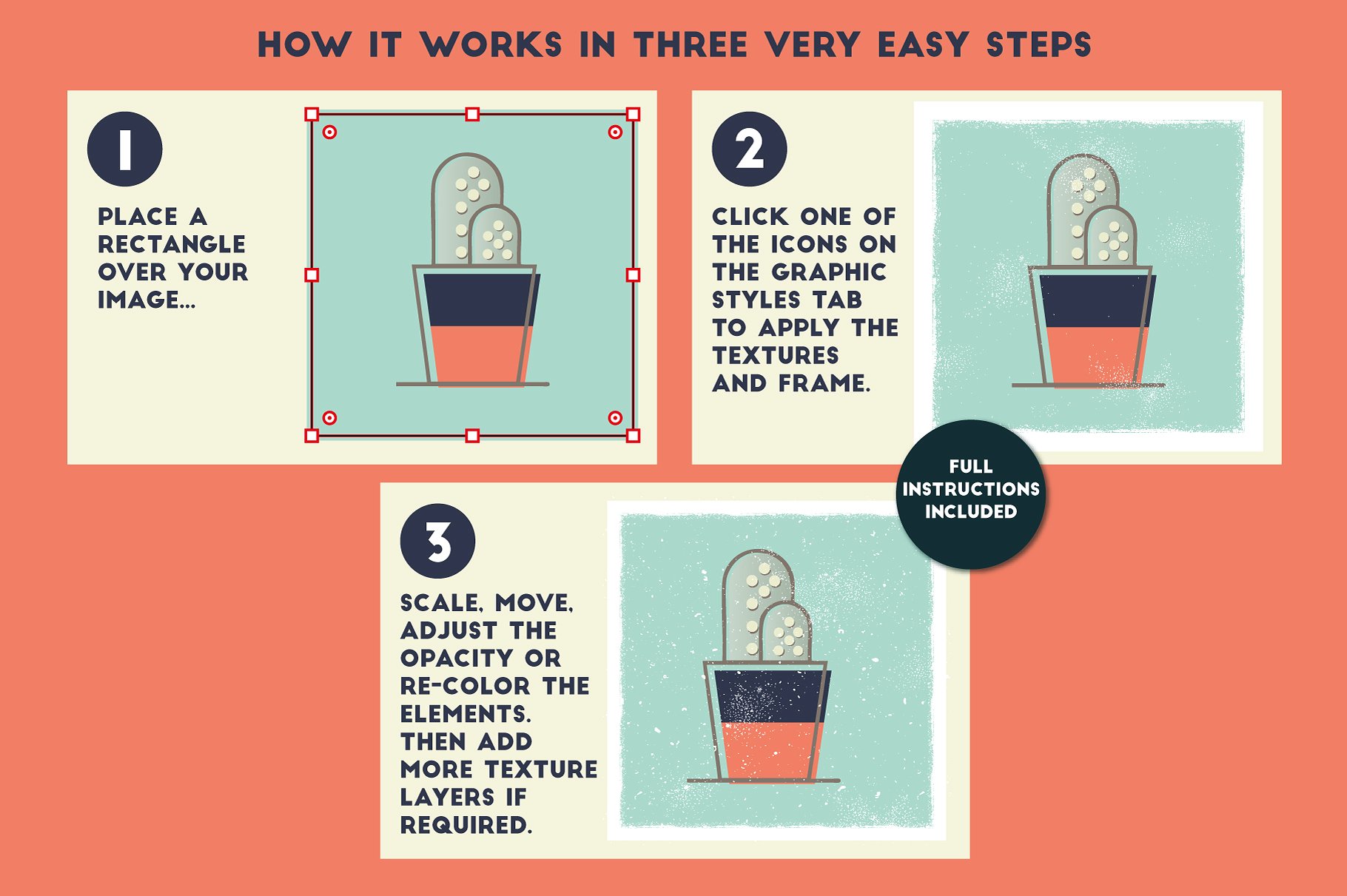 凌乱的墨水纹理和框架矢量素材下载 Poster Press Screen-Print Creator [ai]插图(5)