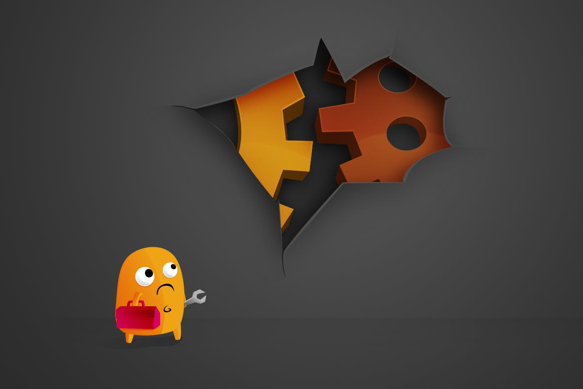 正在建设中和可爱404页面设计模板插图