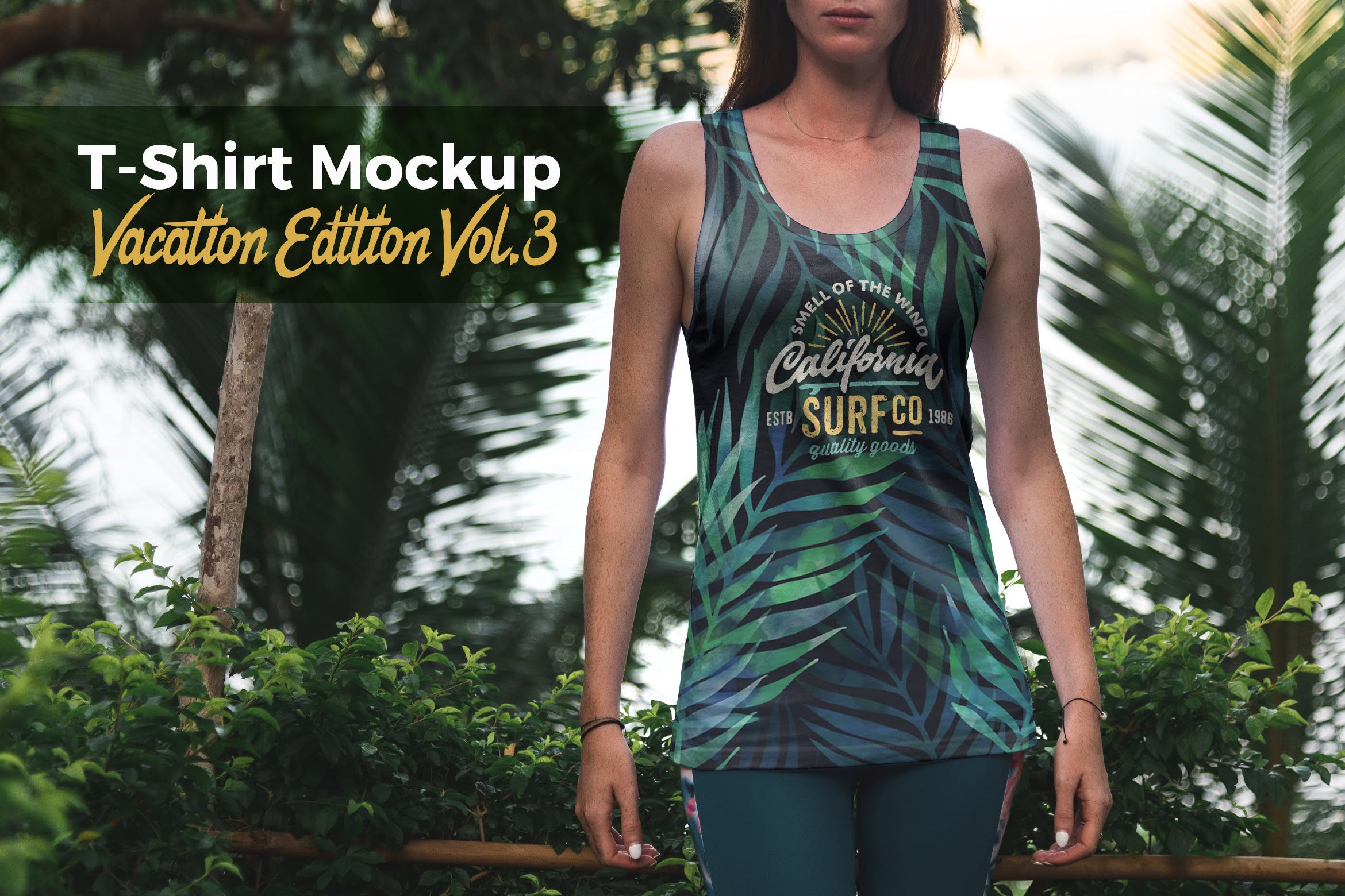 度假系列-女士性感背心印花图案设计图样机素材库精选v3 T-Shirt Mockup Vacation Edition Vol. 3插图