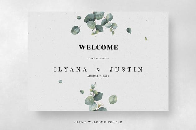 桉树叶子婚礼邀请函设计模板 Eucalyptus Foliage Wedding Suite插图(9)