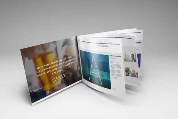 A4横向摄影画册宣传册样机 A4 Landscape Brochure Mockups