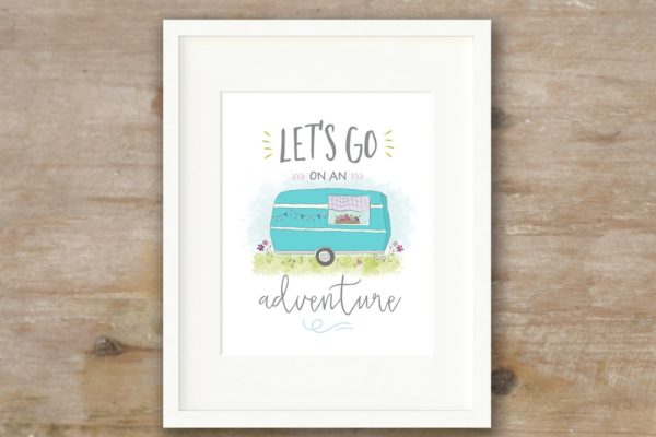 水彩手绘儿童艺术插画剪贴画 Adventure wall art printable