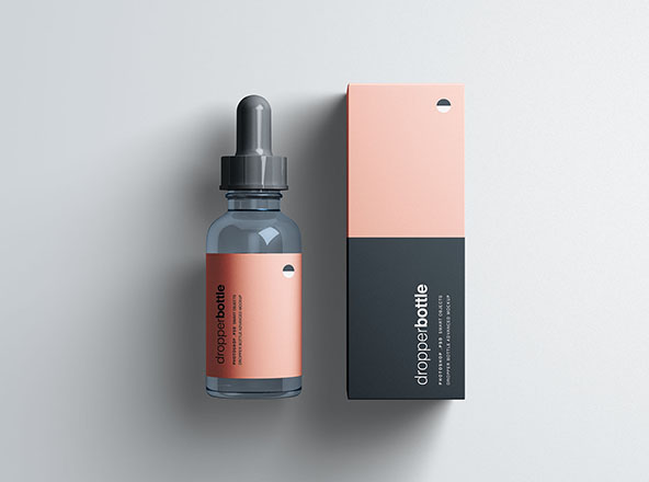 化妆品/药物滴瓶&amp;包装外观设计样机模板 Dropper Bottle Package Mockup