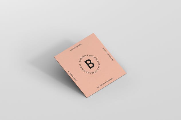 方形高级企业品牌名片样机 Business Card Mockup Square Format插图(6)