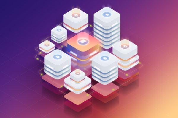 加密云服务主题等距素材库精选概念插画素材 Isometric Crypto Server Illustration