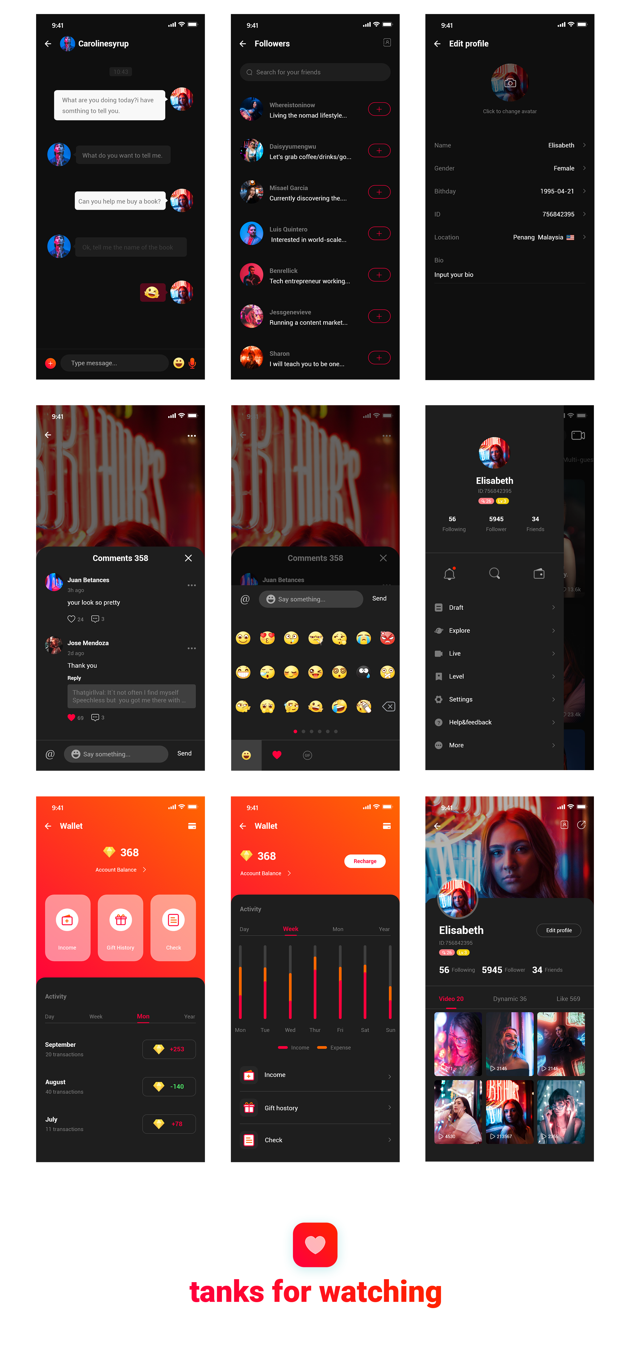 素材库下午茶:视频直播流媒体社区APP应用设计XD模板插图(4)