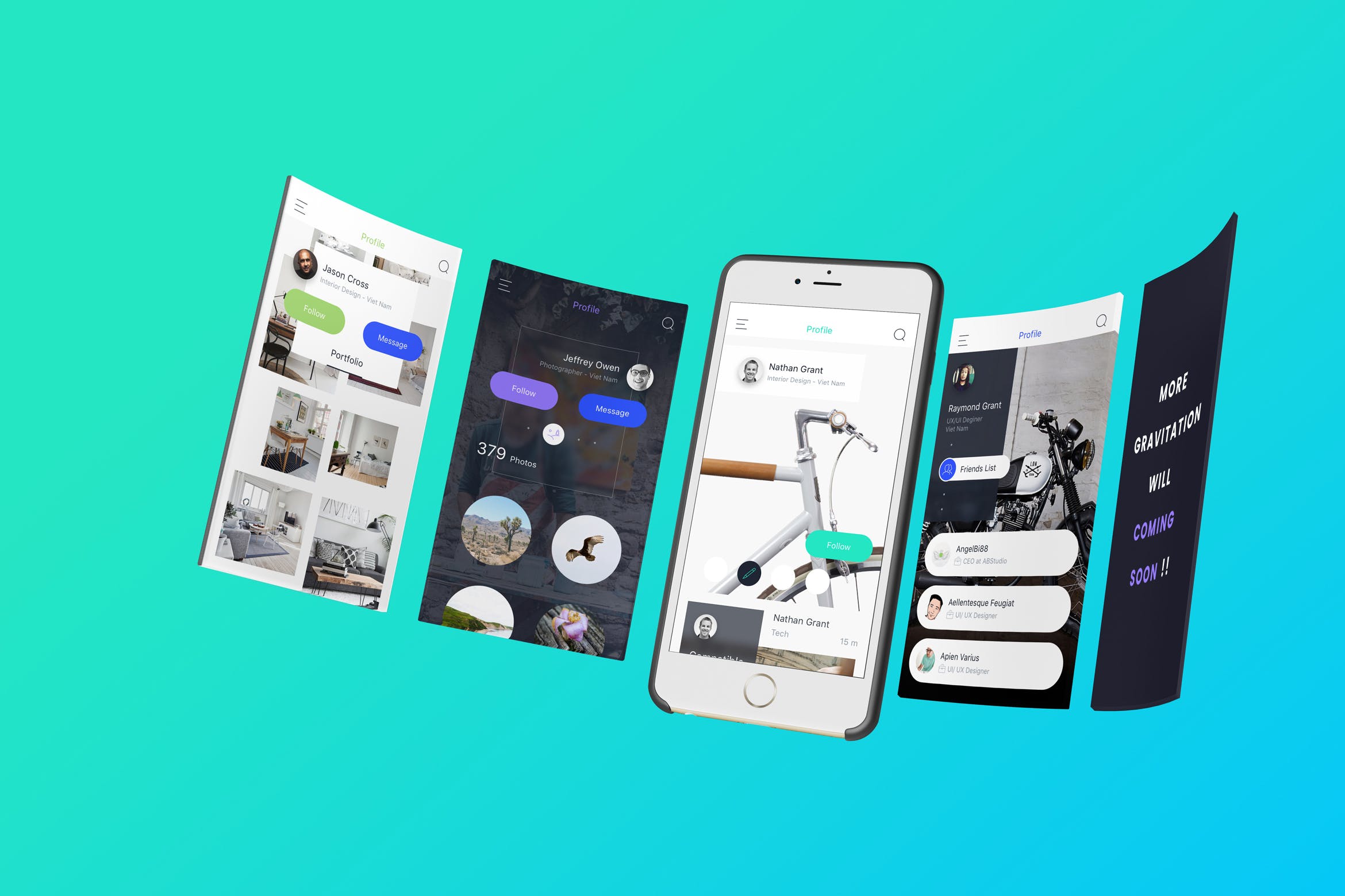 社交APP用户中心界面设计SKETCH模板 B Profile – Sketch Ui插图