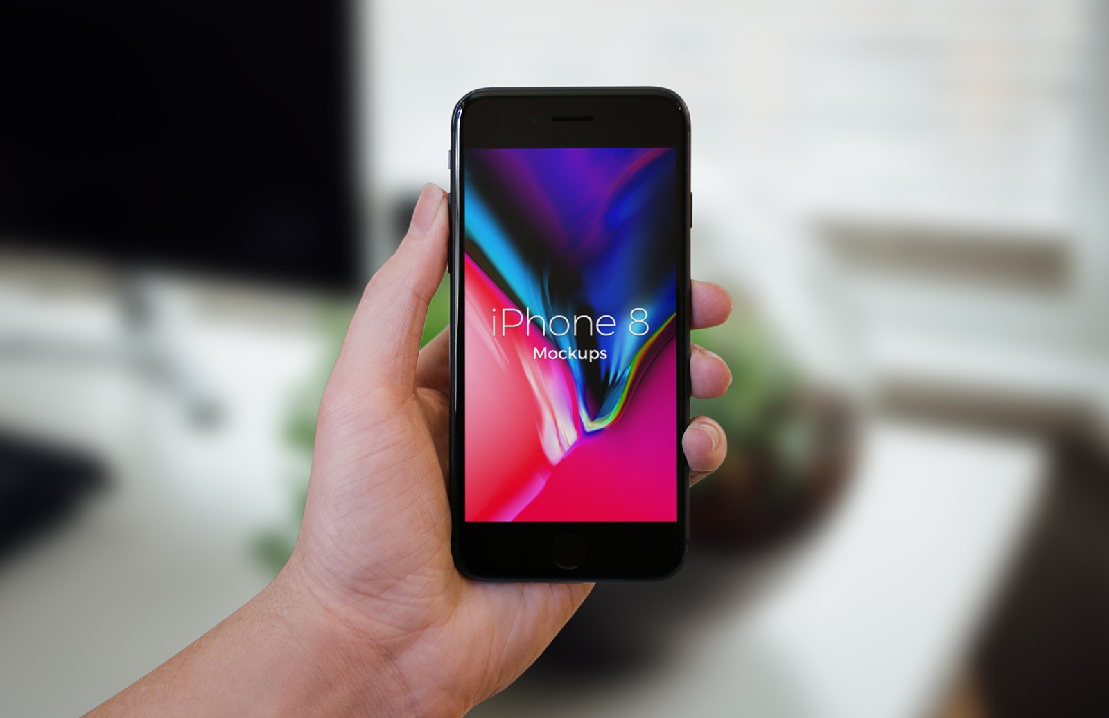 手持 iPhone 8 样机模板 iPhone 8 In Hand Mockups (PSD)插图(1)