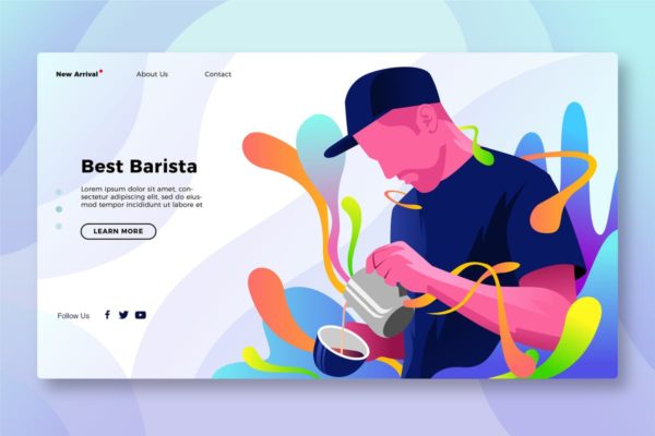 咖啡品牌网站Banner&amp;着陆页PSD模板 Best Coffee Barista – Banner &amp; Landing Page