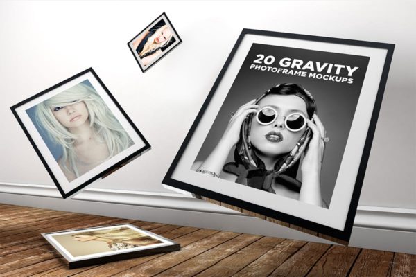 20款实木质感画框样机模板 20 Gravity Photo Frame Mockups