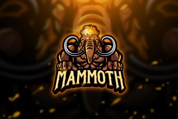 猛犸象电子竞技吉祥物Logo标志设计模板v2 Mammoth 2 – Mascot &amp; Esport Logo