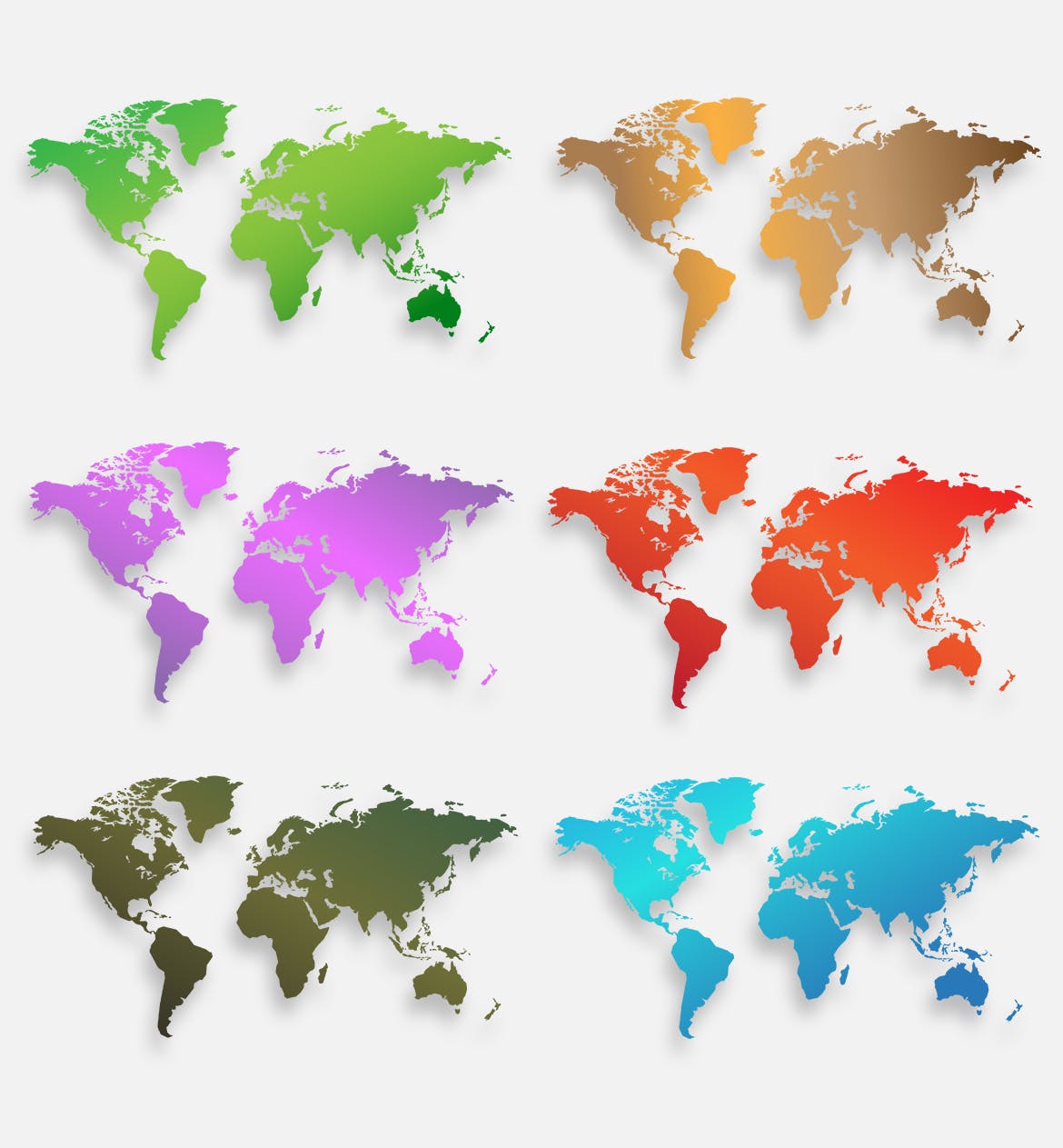 40种设计风格世界地图矢量图形设计素材下载 Map of the world 40 Version插图(5)