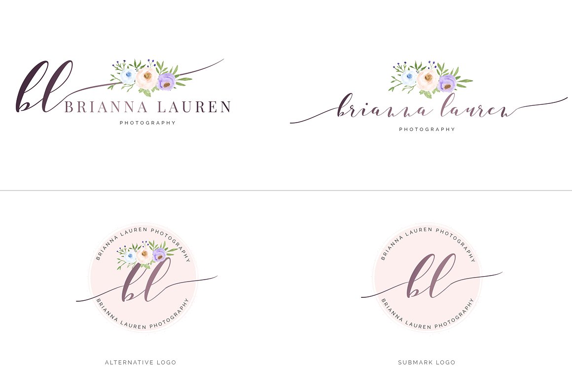 超级水彩风 Logo 设计素材包 Watercolor Premade Branding Logo Kit [模板、纹理&元素]插图(16)