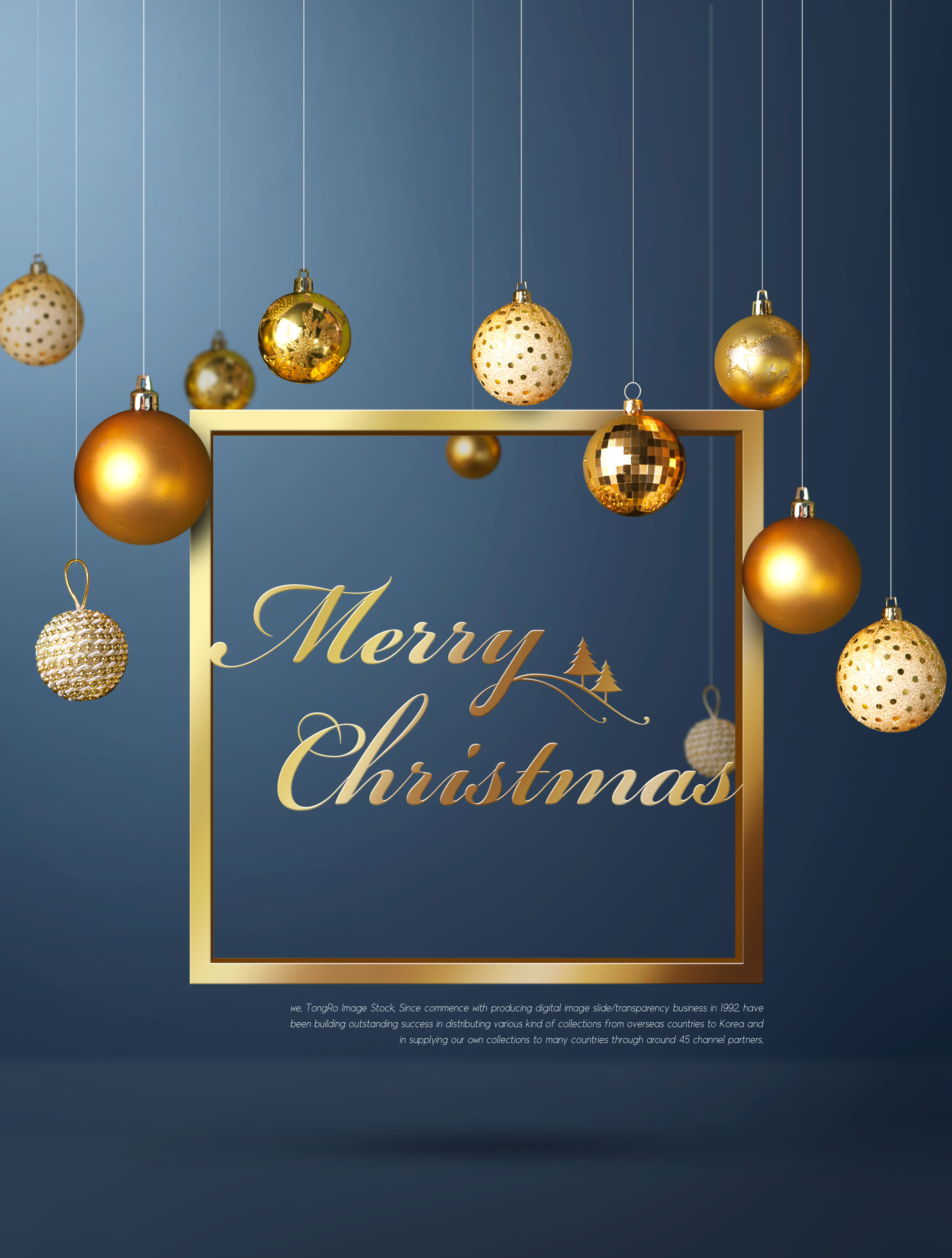 圣诞装饰球圣诞节日问候海报模板psd素材插图