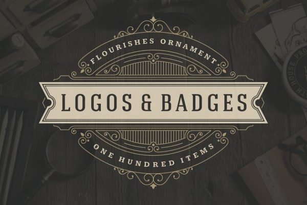 100款复古皇家奢华字母徽章Logo模板 100 ornaments logos &amp; monogram