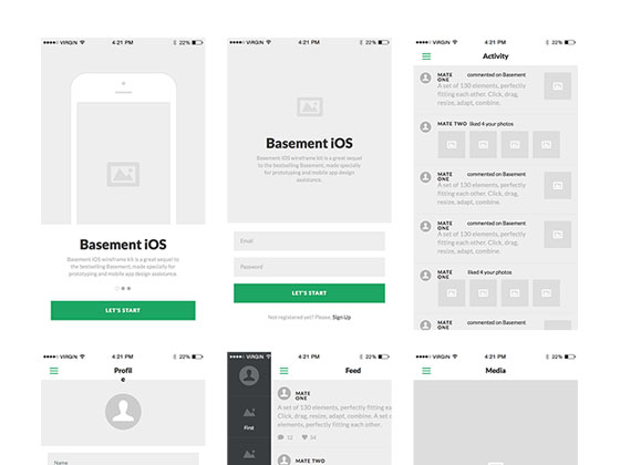 Social Wireframe Kit素材之家精选sketch素材
