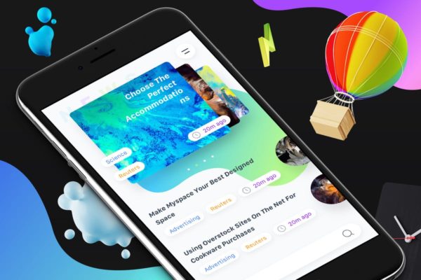 新闻资讯类手机APP UI套件6 News 6 Mobile Ui