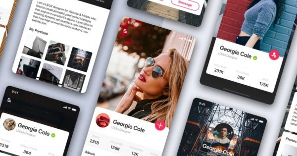 职场社交APP应用用户中心界面设计UI套件1 Profile mobile UI Kit
