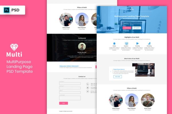 多用途企业/个人网站着陆页设计PSD模板V3 Multipurpose – Landing Page PSD Template-03