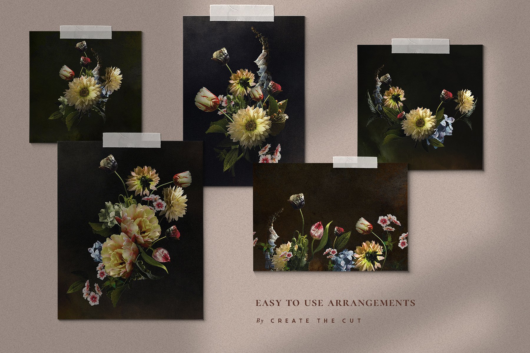 复古风格花卉透明背景剪贴画 Limited Edition – Black Diamond插图(5)