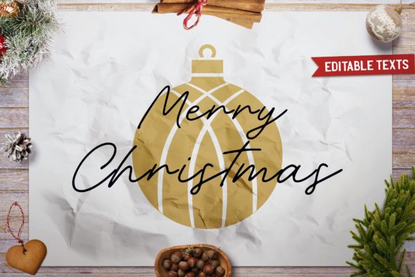 圣诞节主题T恤圣诞装饰球&amp;祝语印花图案设计模板 Christmas Ball T-Shirt. Vector Print, Xmas Quote