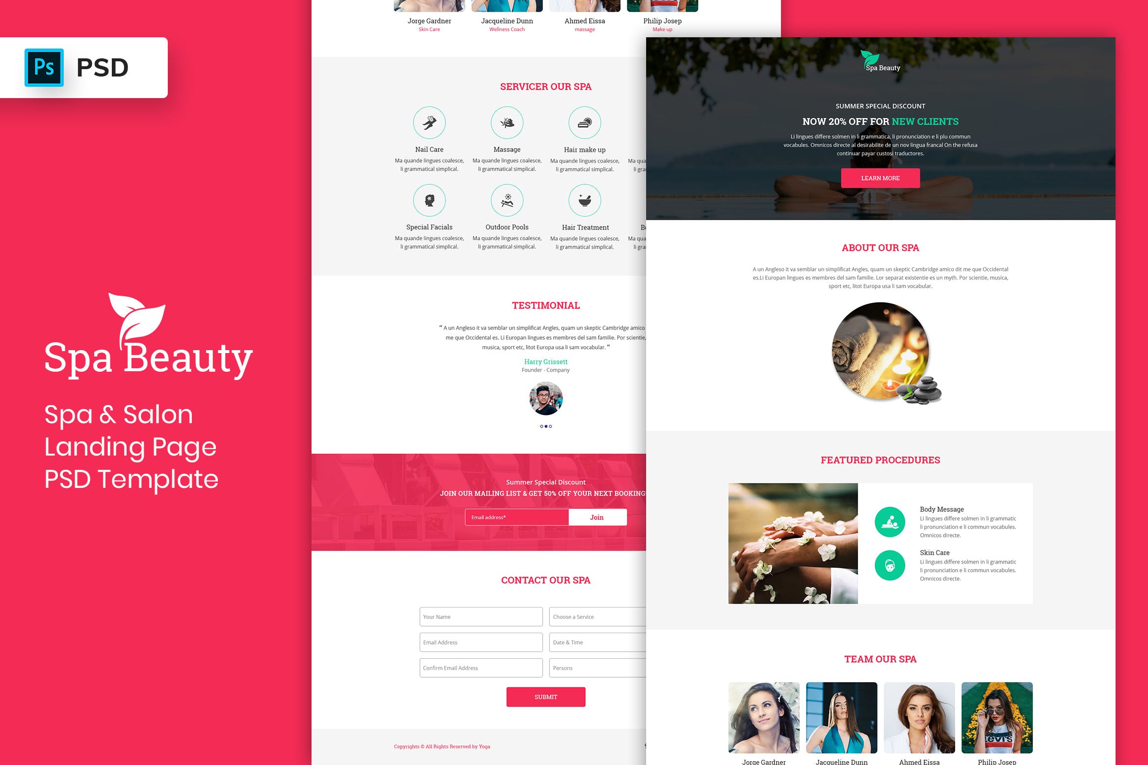 沙龙&SPA水疗会所网站着陆页设计PSD模板V2 Spa & Salon – Landing Page PSD Template-02插图
