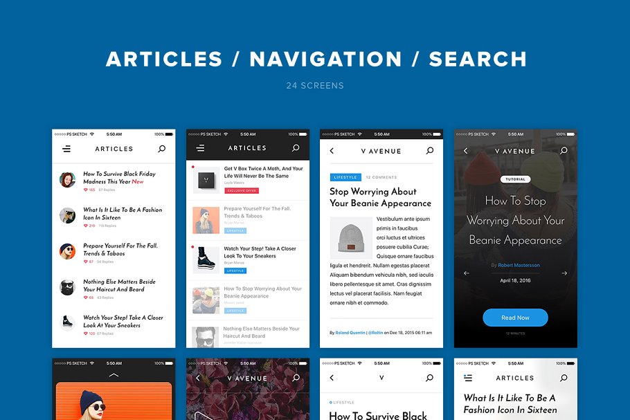 时尚服饰电商 APP UI 套件 5th Avenue Mobile App UI Kit插图(5)