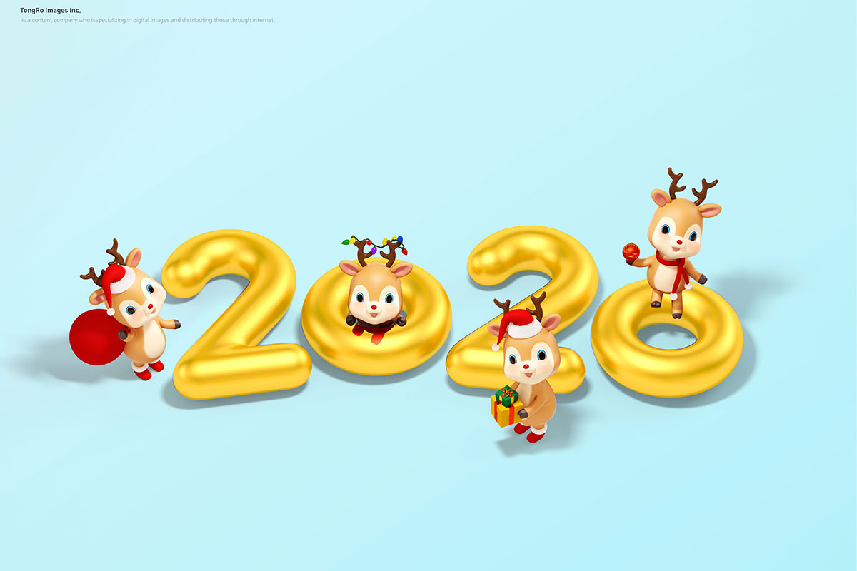 3D字体2020新年/圣诞海报图片psd素材插图