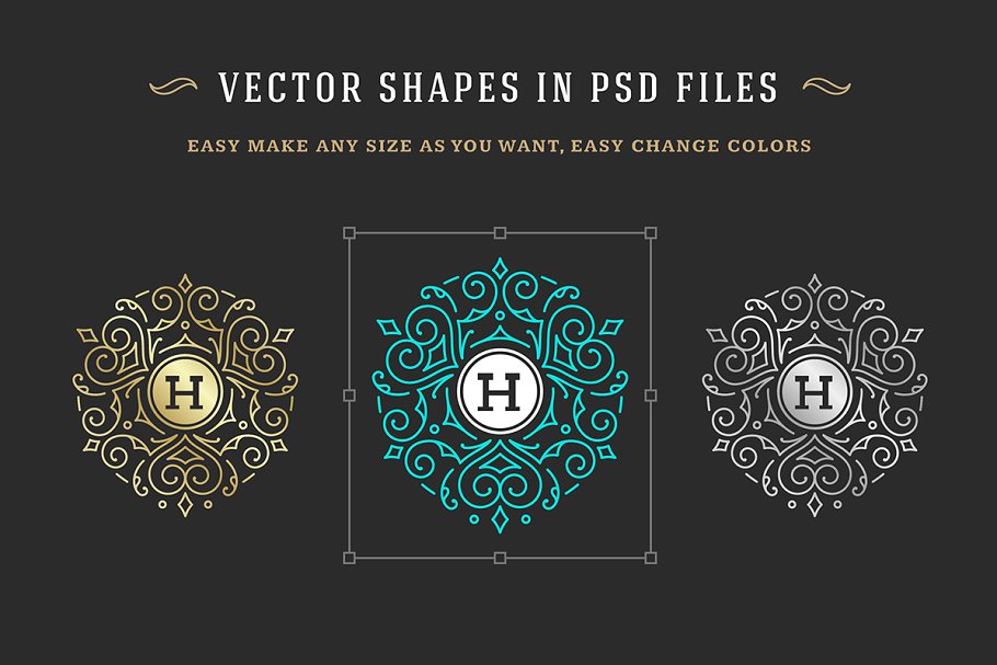 50款奢侈品品牌Logo设计模板 50 ornaments logos & monograms插图(7)