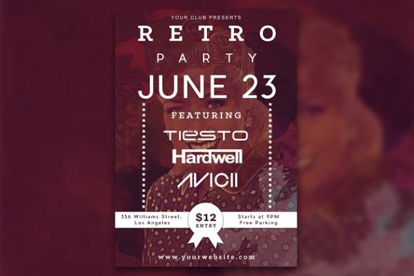 怀旧活动派对传单模板 Retro Party Flyer