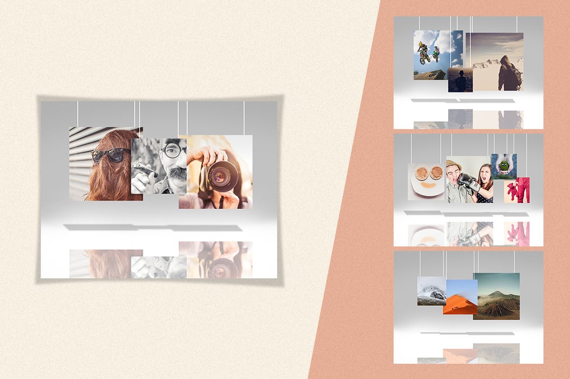 创意悬挂式照片展示样机模板 Float Photo Frame Templates插图(2)