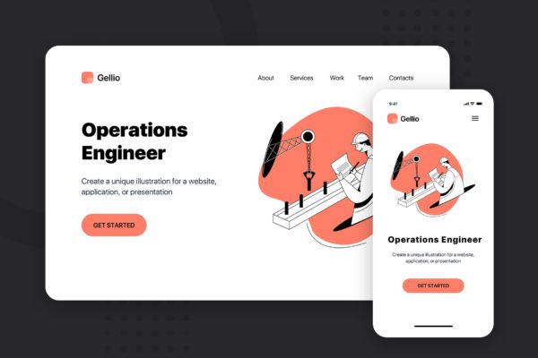 运营工程师主题网站Banner&amp;落地页设计素材库精选 Operations Engineer – Banner &amp; Landing Page