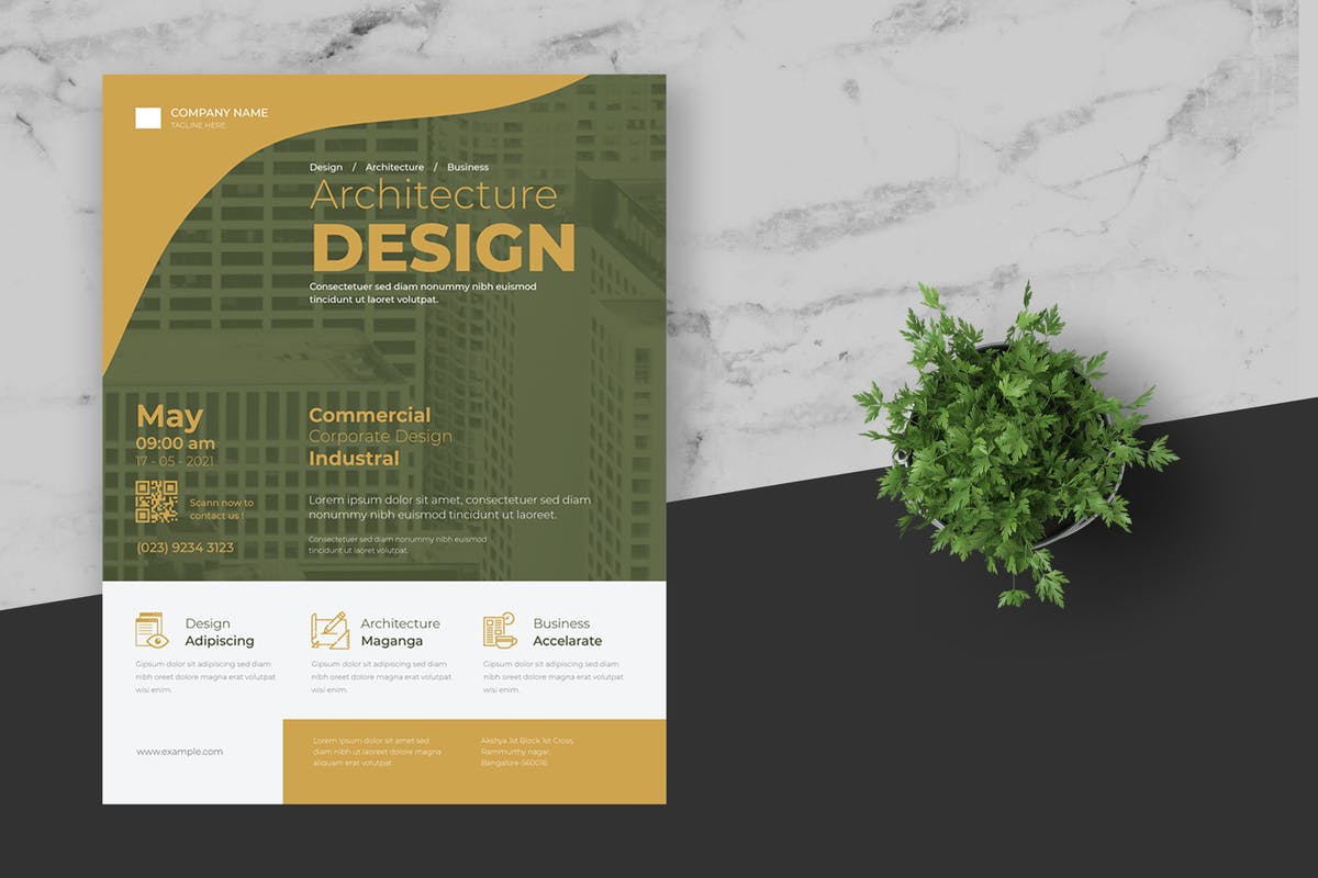 简约商务风企业会议海报设计模板 Clean & Minimal Business Event Flyer插图
