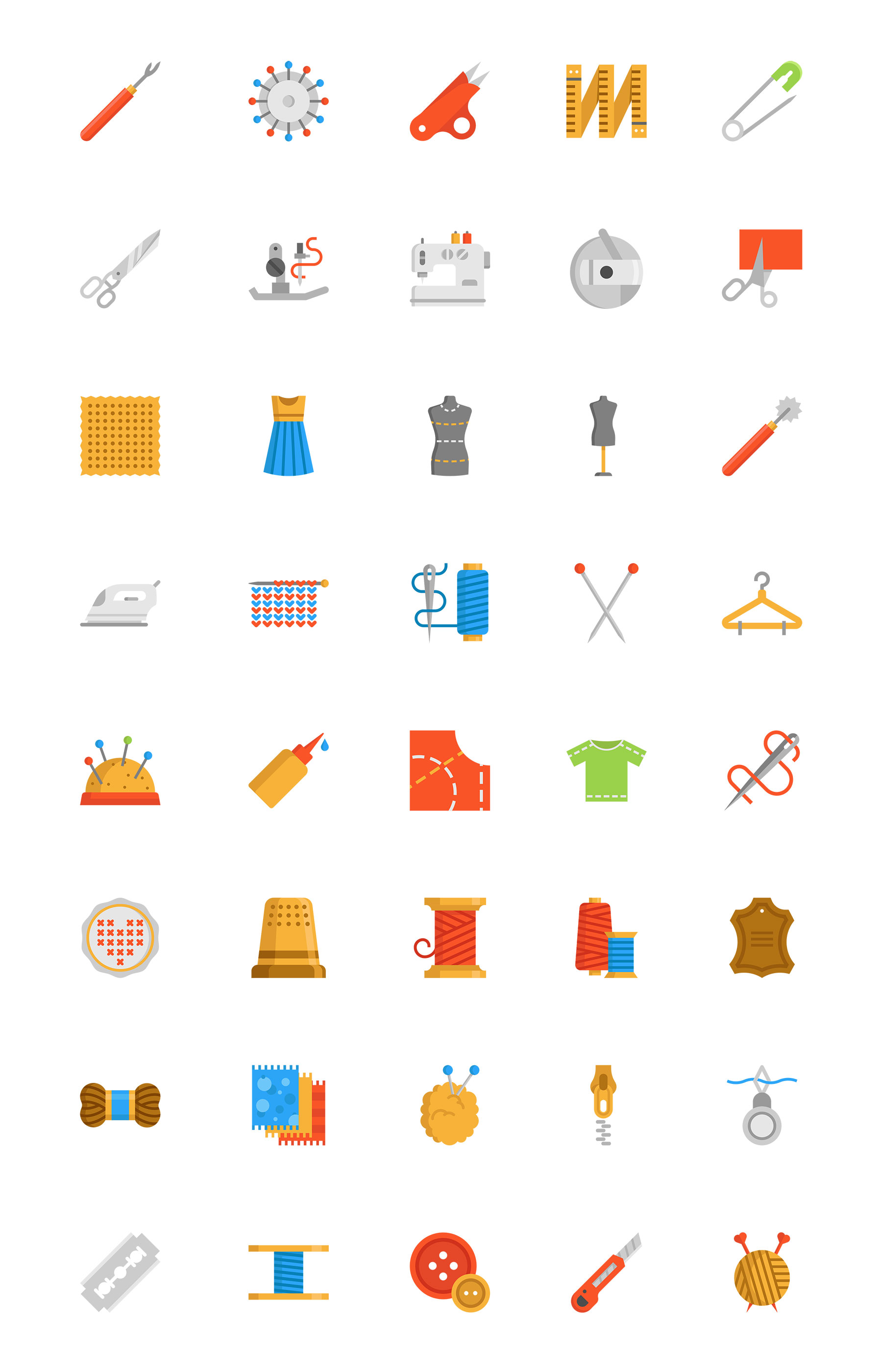 40 枚缝纫元素图标