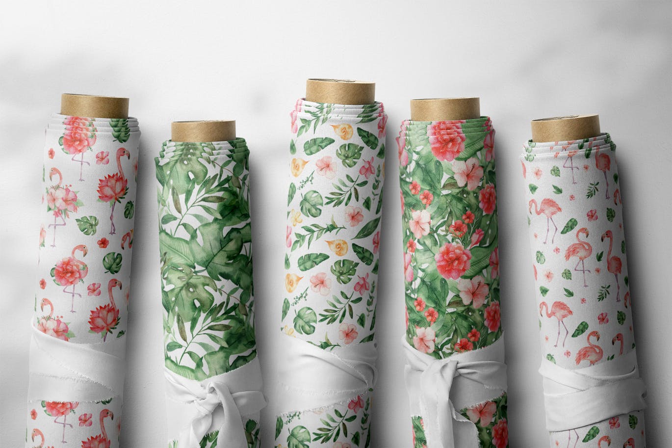 火烈鸟＆热带植物水彩插画素材 Watercolor flamingos and tropical plants插图(7)