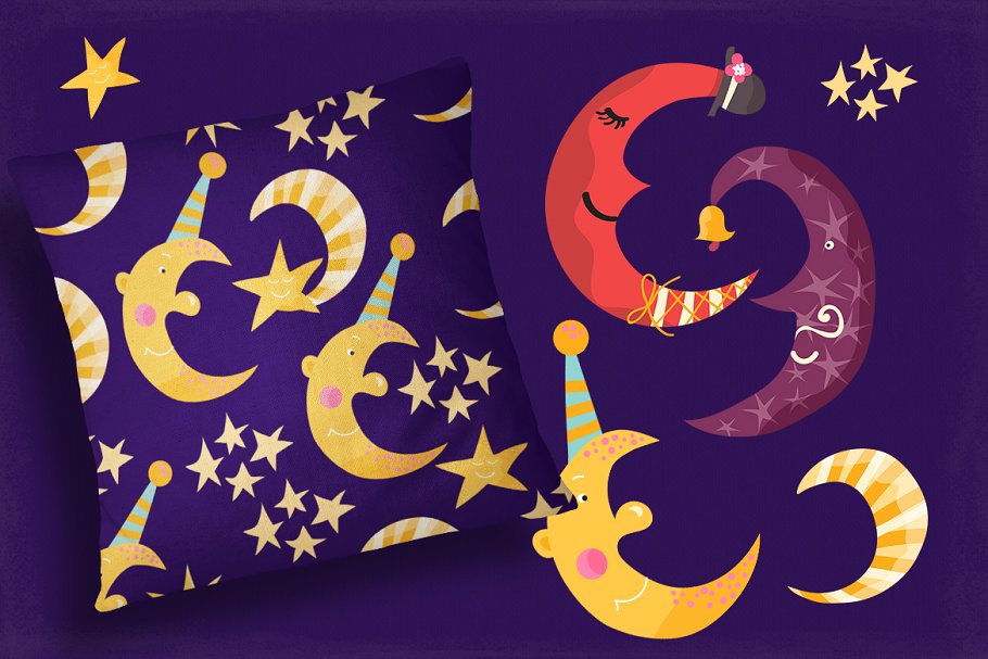 太阳,星星和月亮手绘剪贴画素材 Sun, Stars and Moon插图(6)