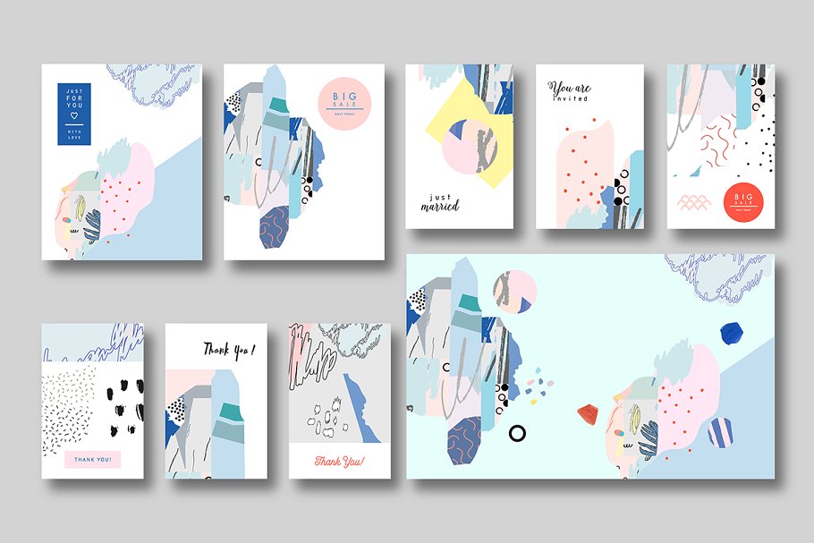 抽象印象派水彩插画素材 CUT out graphic pack.插图(4)