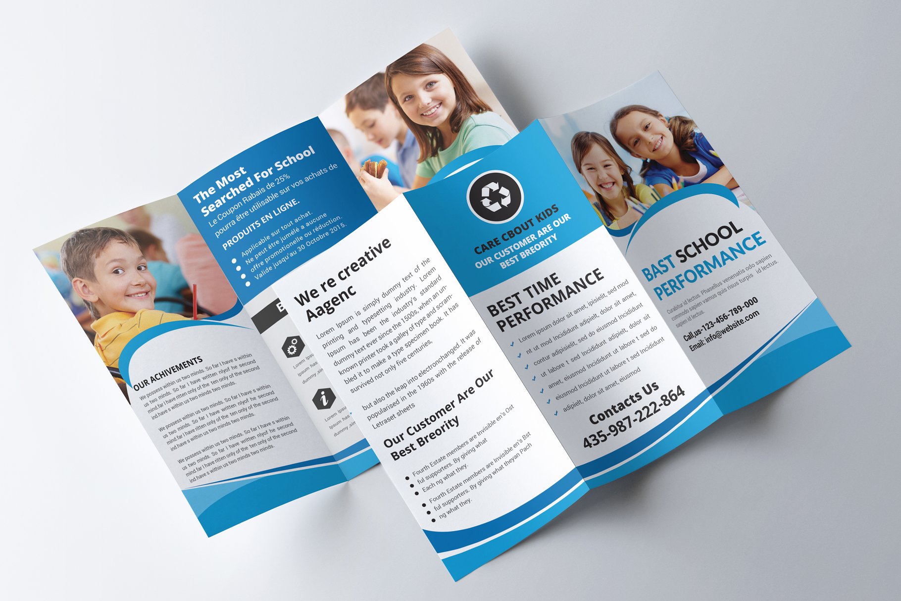 初中学校生活折页小册子模板 Junior School Trifold Brochures插图(3)