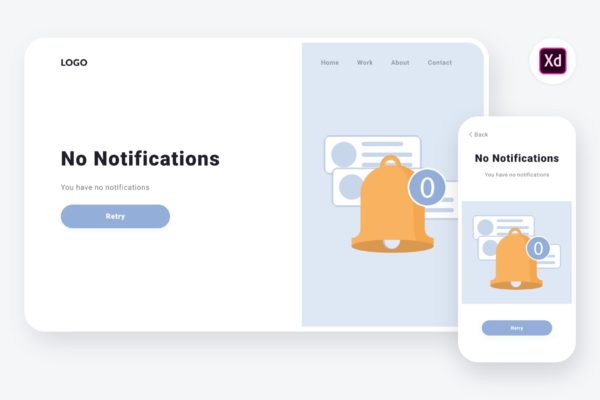 信息通知场景APP&amp;Web设计矢量插画素材[XD&amp;SVG] Empty state 3 illustration (Adobe XD &amp; SVG)