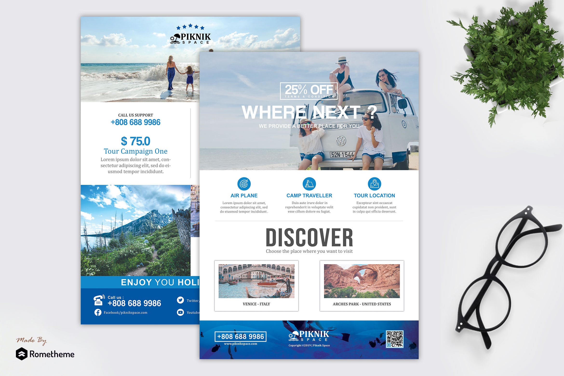 假日旅游预订优惠海报传单设计模板 Piknik – Holiday and Tour Flyer HR插图