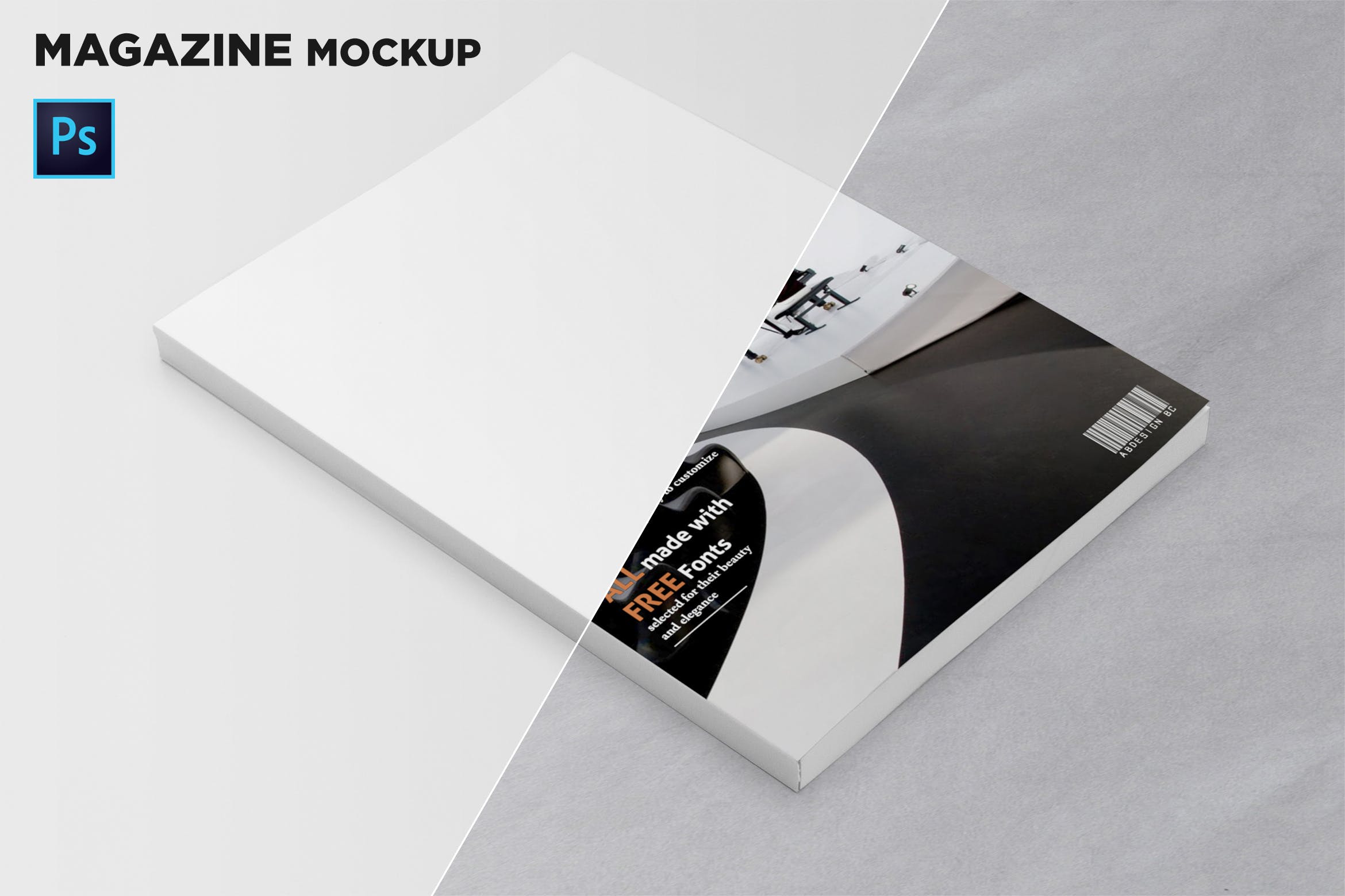 杂志封面设计45度角预览样机素材库精选 Magazine Cover Mockup 45 Degree插图