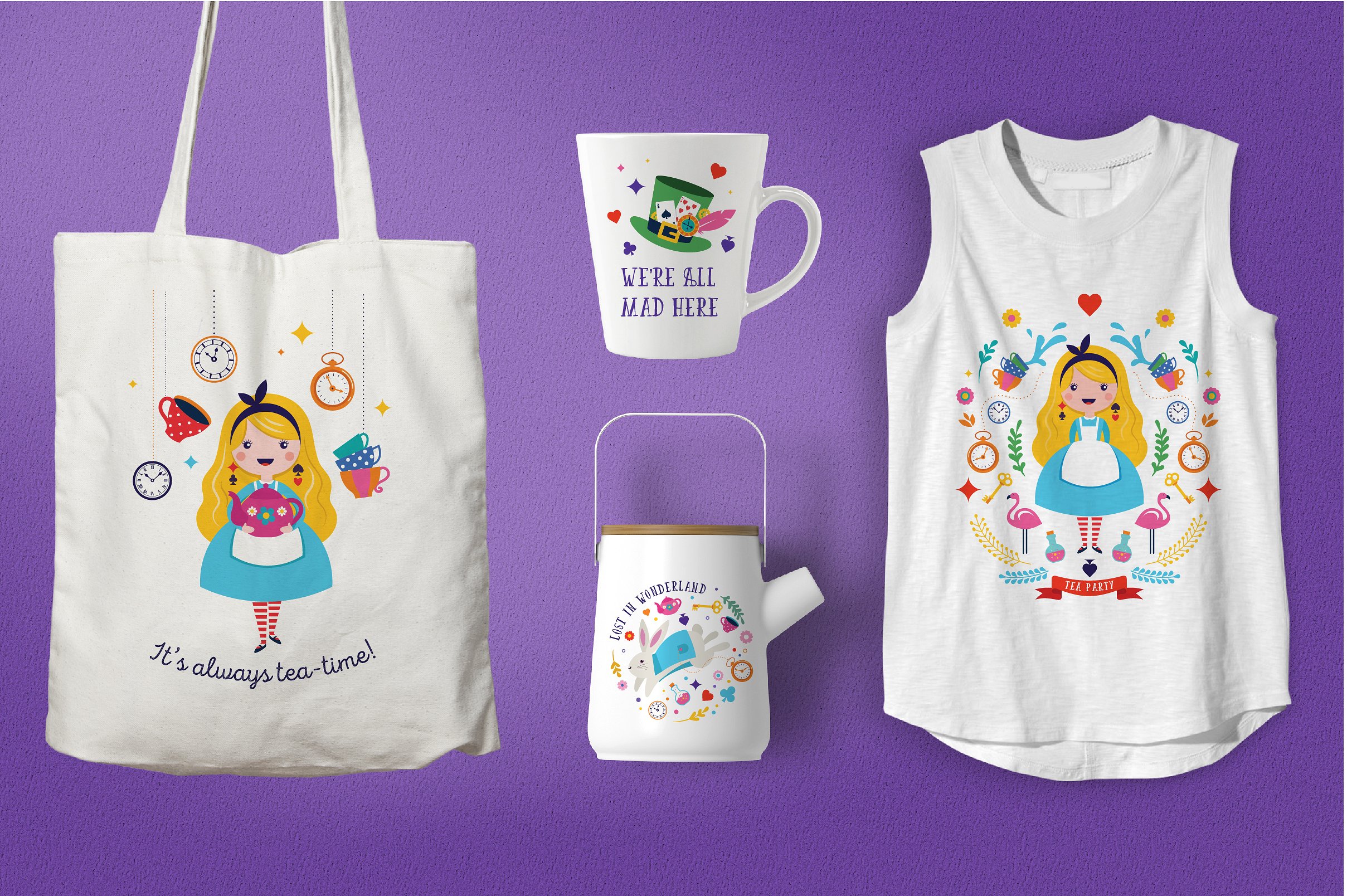 可爱卡通少女彩绘插画 Alice in the wonderland collection插图(5)