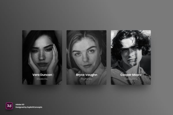 适用于Adobe XD的网站设计卡片UI模板素材Vol.3 Team Vol 03 – Adobe XD