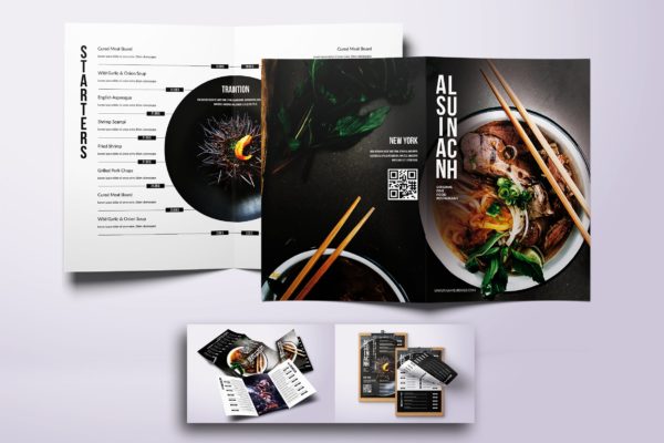 亚洲美食餐馆菜单设计模板合集 Asian Cuisine Elegant Food Menu Bundle